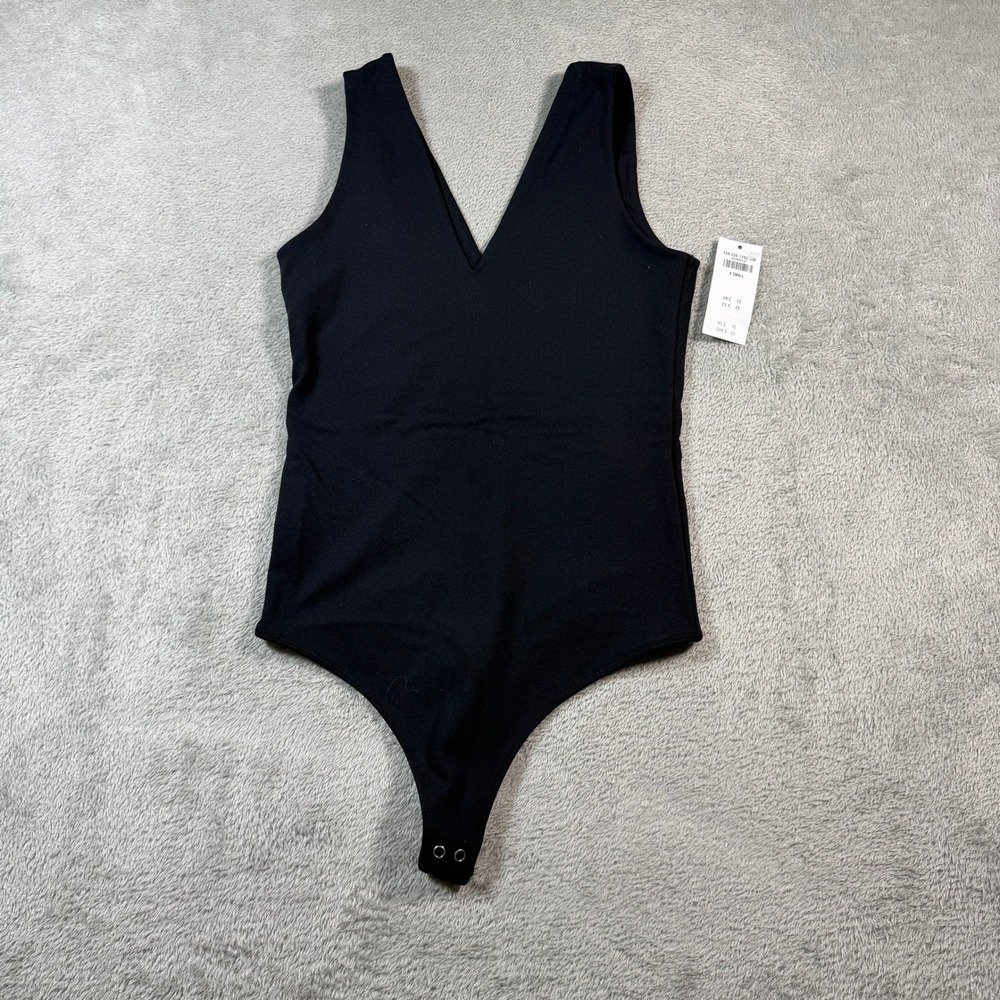 Abercrombie & Fitch Bodysuit Women XS Black V-Neck Sleeveless Snap Closure NWT